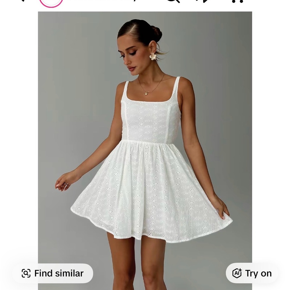 Princess Polly White Eyelet Square Neck Mini Dress